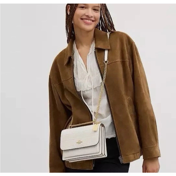 Coach Klare Crossbody Bag Crocodile-embossed Leather CC840 Gold/Chalk NWT - Picture 7 of 11